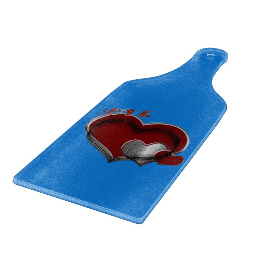 Heart Magic Blue Glass Cutting Board Paddel Schneidebrett (Ecke)