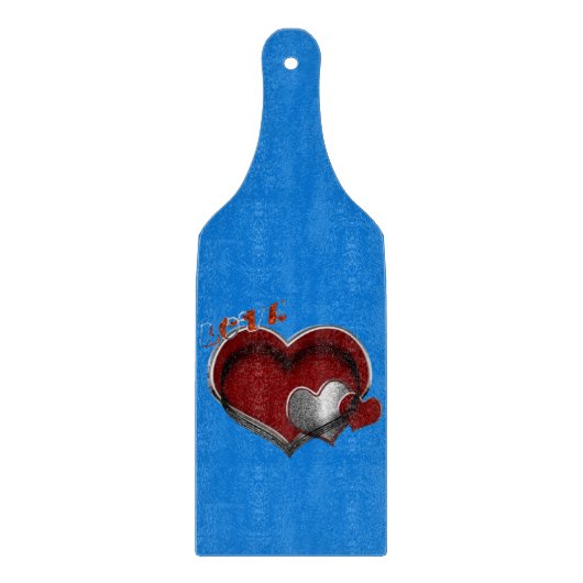 Heart Magic Blue Glass Cutting Board Paddel Schneidebrett (Vorderseite)
