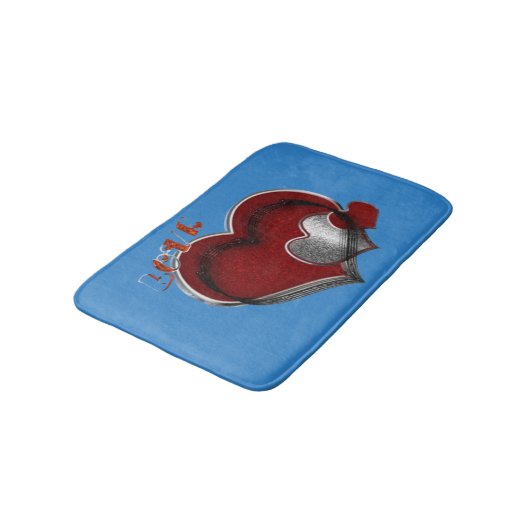 Heart Magic Blue Large Bath Mat Badematte (Schrägansicht)