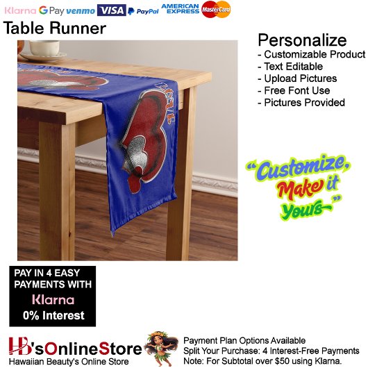 Heart Magic Blue Table Runner Haushaltswäsche Großer Tischläufer