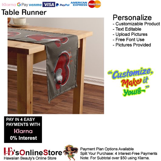 Heart Magic Brown Table Runner Haushaltswäsche Großer Tischläufer