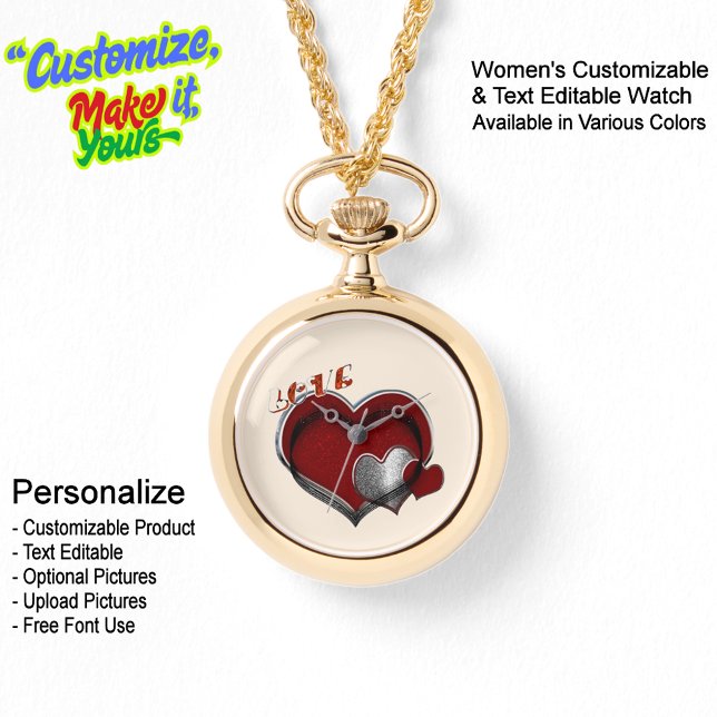 Heart Magic Gold Necklace Beige Face Armbanduhr (Women's Heart Magic Gold Necklace Watch Featuring a Beige Face.)