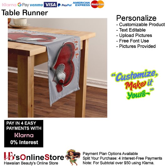 Heart Magic Graue Tischleine Großer Tischläufer