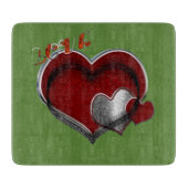 Heart Magic Green Glass Cutting Board 15,2x17,8cm Schneidebrett (Vorderseite)