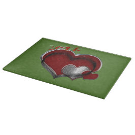 Heart Magic Green Glass Cutting Board 38,1x27,9cm Schneidebrett