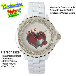 Heart Magic Kristall Enamel Sehen White Beige Armbanduhr