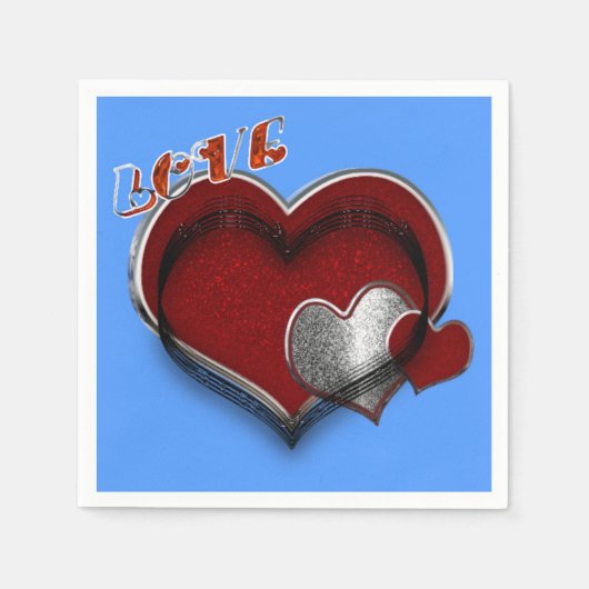 Heart Magic Light Blue Napkin Standard Cocktail Serviette (Vorderseite)