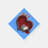 Heart Magic Light Blue Napkin Standard Cocktail Serviette (Ecke)