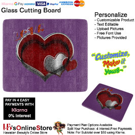 Heart Magic Lila Glass Cutting Board 15,2x17,8cm Schneidebrett
