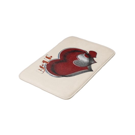 Heart Magic Love Bath Mat with a Beige Background Badematte (Schrägansicht)