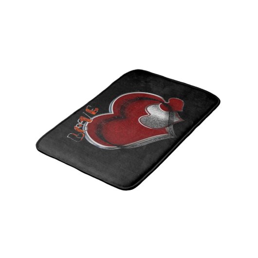 Heart Magic Love Bath Mat with a Black Background Badematte (Schrägansicht)