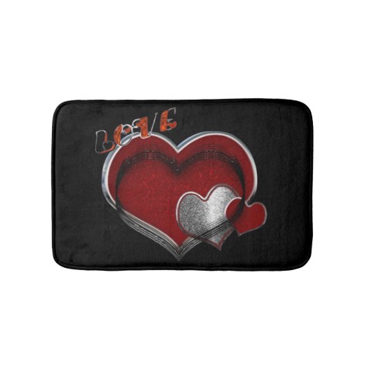 Heart Magic Love Bath Mat with a Black Background Badematte (Vorderseite)