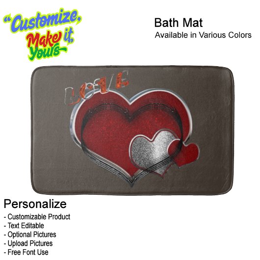 Heart Magic Love Bath Mat with a Brown Background Badematte