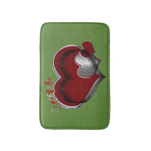 Heart Magic Love Bath Mat with a Green Background Badematte (Vorderseite Vertikal)