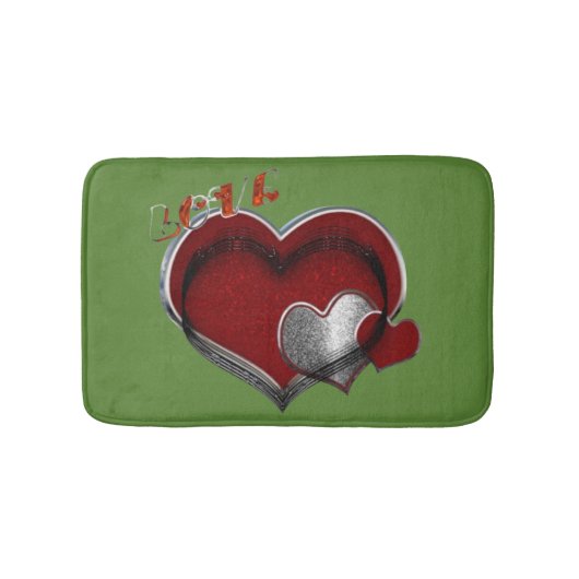 Heart Magic Love Bath Mat with a Green Background Badematte (Vorderseite)