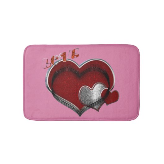 Heart Magic Love Bath Mat with a Pink Background Badematte (Vorderseite)