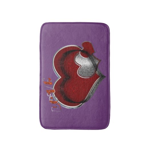 Heart Magic Love Bath Mat with a Purple Background Badematte (Vorderseite Vertikal)