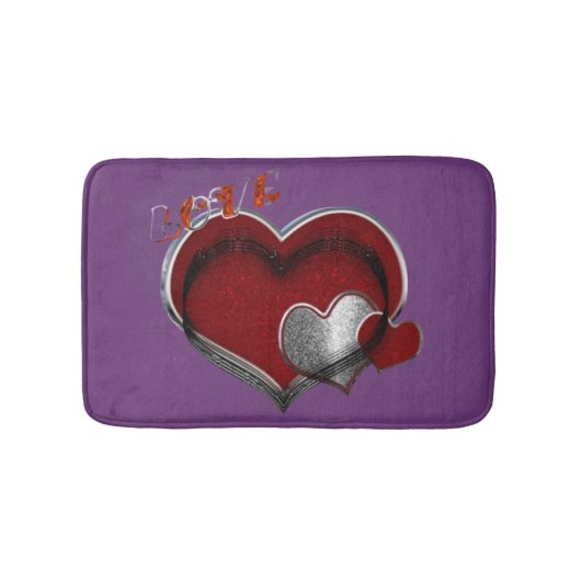 Heart Magic Love Bath Mat with a Purple Background Badematte (Vorderseite)