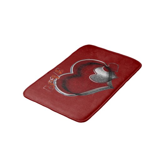 Heart Magic Love Bath Mat with a Red Background Badematte (Schrägansicht)