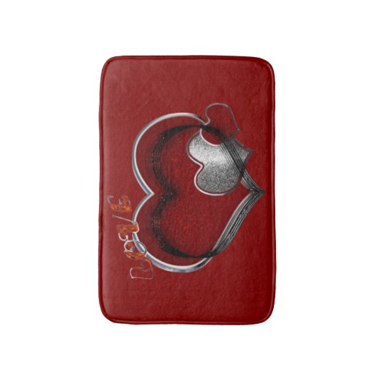 Heart Magic Love Bath Mat with a Red Background Badematte (Vorderseite Vertikal)