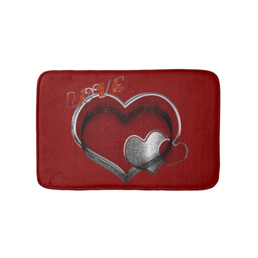 Heart Magic Love Bath Mat with a Red Background Badematte (Vorderseite)