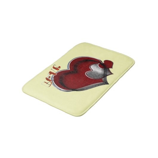 Heart Magic Love Bath Mat with Yellow Background Badematte (Schrägansicht)