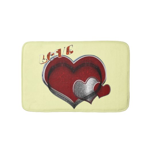 Heart Magic Love Bath Mat with Yellow Background Badematte (Vorderseite)