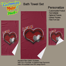 Heart Magic Maroon Badezimmer Handtuchhandtuch Set