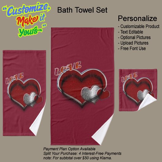 Heart Magic Maroon Badezimmer Handtuchhandtuch Set