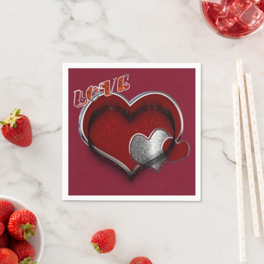 Heart Magic Maroon Napkin Standard Cocktail Serviette (Beispiel)