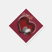 Heart Magic Maroon Napkin Standard Cocktail Serviette (Ecke)