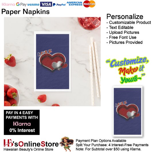 Heart Magic Navy Blue Paper Napkin Gasttuch Serviette