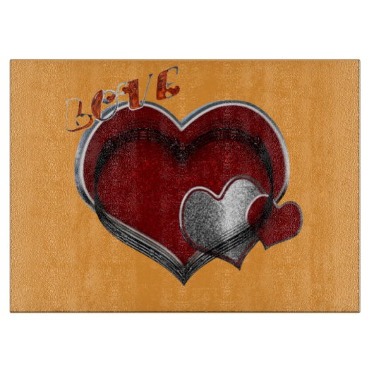 Heart Magic Orange Glass Cutting Board 38,1x27,9cm Schneidebrett (Vorderseite)