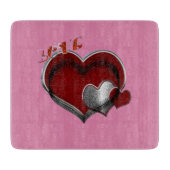 Heart Magic Pink Glass Cutting Board 15,2x17,8cm Schneidebrett (Vorderseite)
