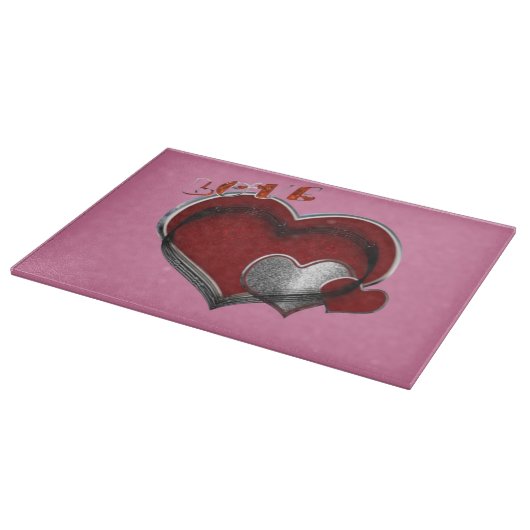 Heart Magic Pink Glass Cutting Board 38,1x27,9cm Schneidebrett (Ecke)