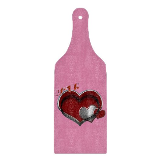 Heart Magic Pink Glass Cutting Board Paddel Schneidebrett (Vorderseite)