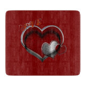 Heart Magic Red Glass Cutting Board 15,2x17,8cm Schneidebrett (Vorderseite)