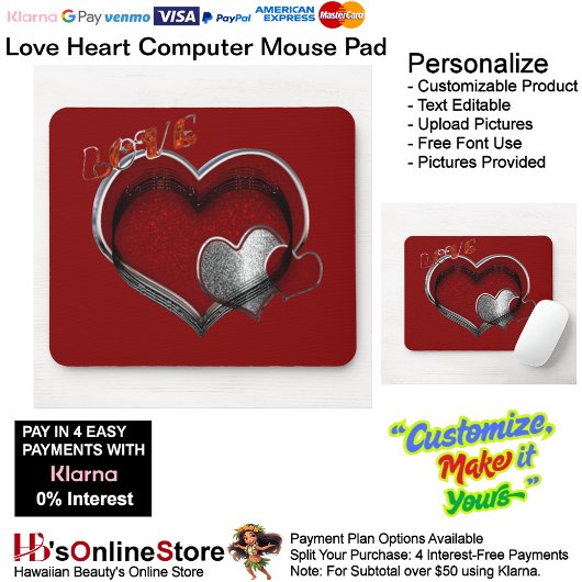 Heart Magic Red Mouse Pad Mousepad