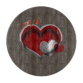 Heart Magic Round Brown Glass Cutting Board 30,4 c Schneidebrett (Vorderseite)