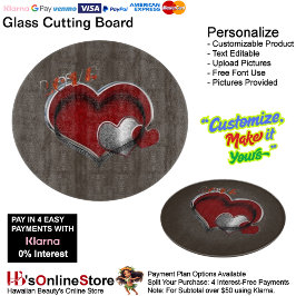 Heart Magic Round Brown Glass Cutting Board 30,4 c Schneidebrett