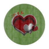 Heart Magic Round Green Glass Cutting Board 30,4 c Schneidebrett (Vorderseite)
