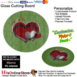 Heart Magic Round Green Glass Cutting Board 30,4 c Schneidebrett