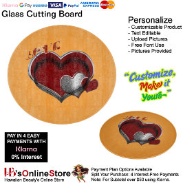 Heart Magic Round Orange Glass Cutting Board 30.4 Schneidebrett