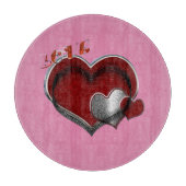 Heart Magic Round Pink Glass Cutting Board 30,4 cm Schneidebrett (Vorderseite)