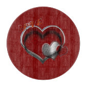 Heart Magic Round Red Glass Cutting Board 30,4 cm Schneidebrett (Vorderseite)