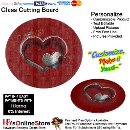 Heart Magic Round Red Glass Cutting Board 30,4 cm Schneidebrett