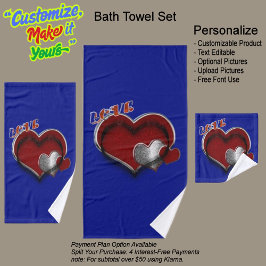 Heart Magic Royal Blue Badezimmer Handtuch Set