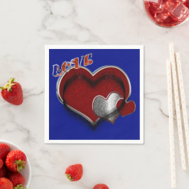 Heart Magic Royal Blue Napkin Standard Cocktail Serviette