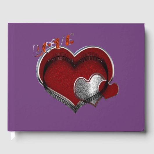 Heart Magic Wedding Gästebuch Lila Hintergrund (Vorderseite)