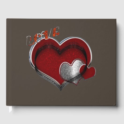 Heart Magic Wedding Guest Book Brown Hintergrund Gästebuch (Vorderseite)